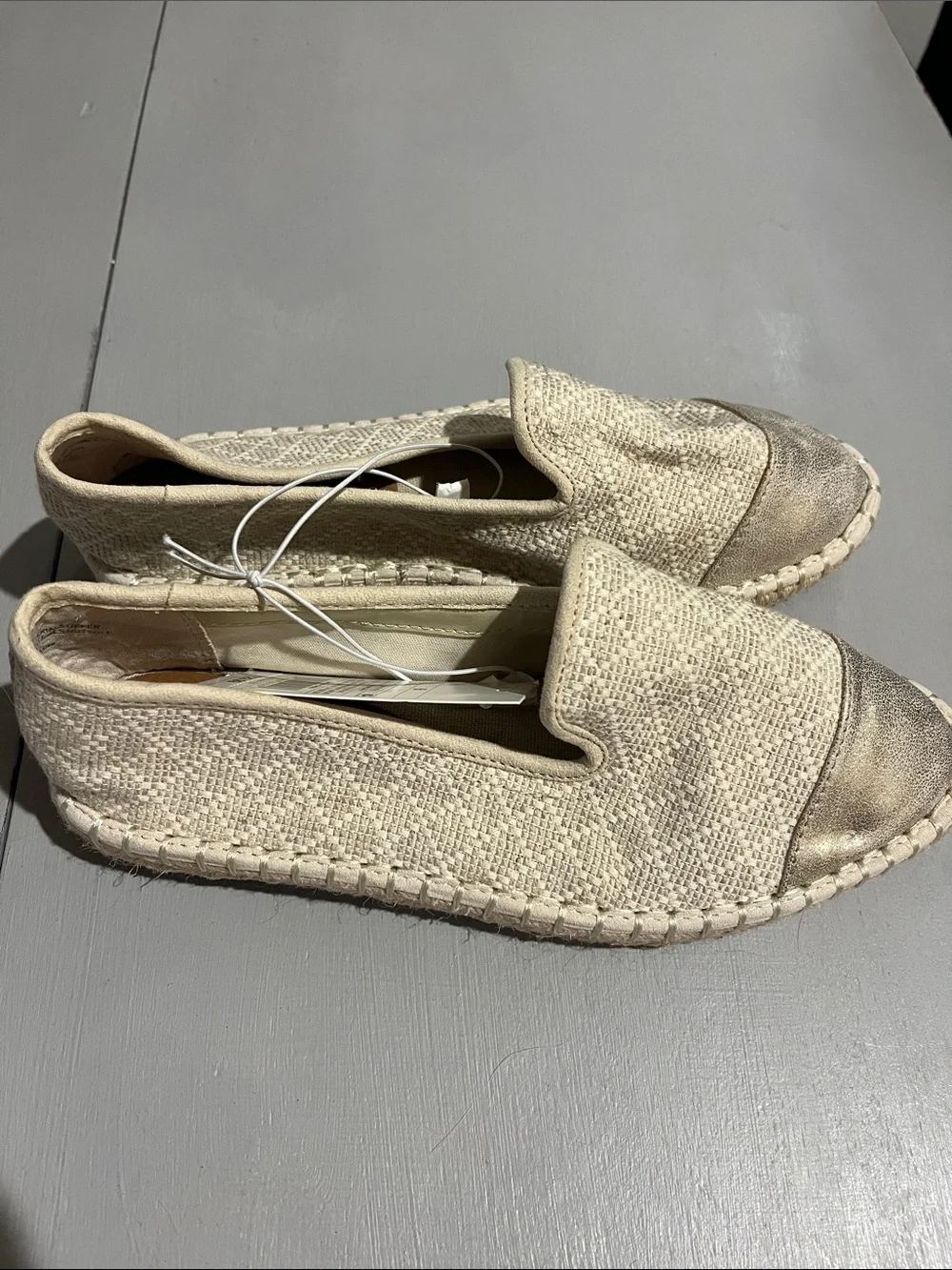 Universal Thread Cream Woven Espadrille Loafers with Metallic Toe